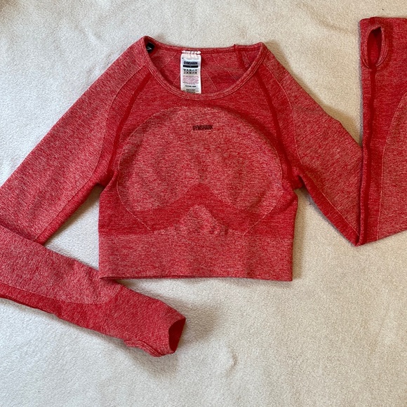 Gymshark Tops - Gymshark Flex red knit crop top Size S EUC